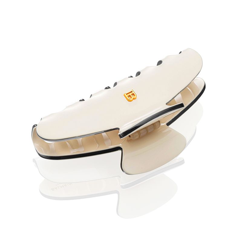 Cellulose Acetate Pince a Cheveux Large White/Black